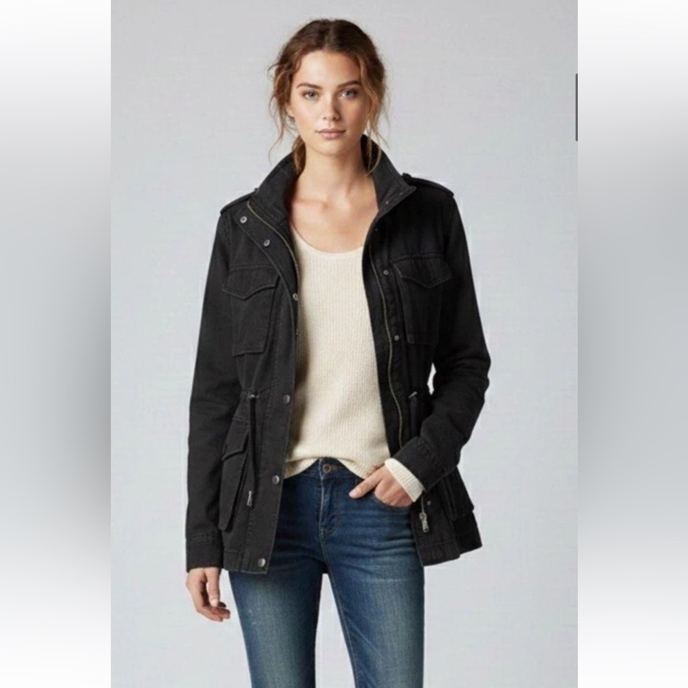 Free People We The Free Arya Cotton Utility Jacket Zip up Top Black Cotton XS